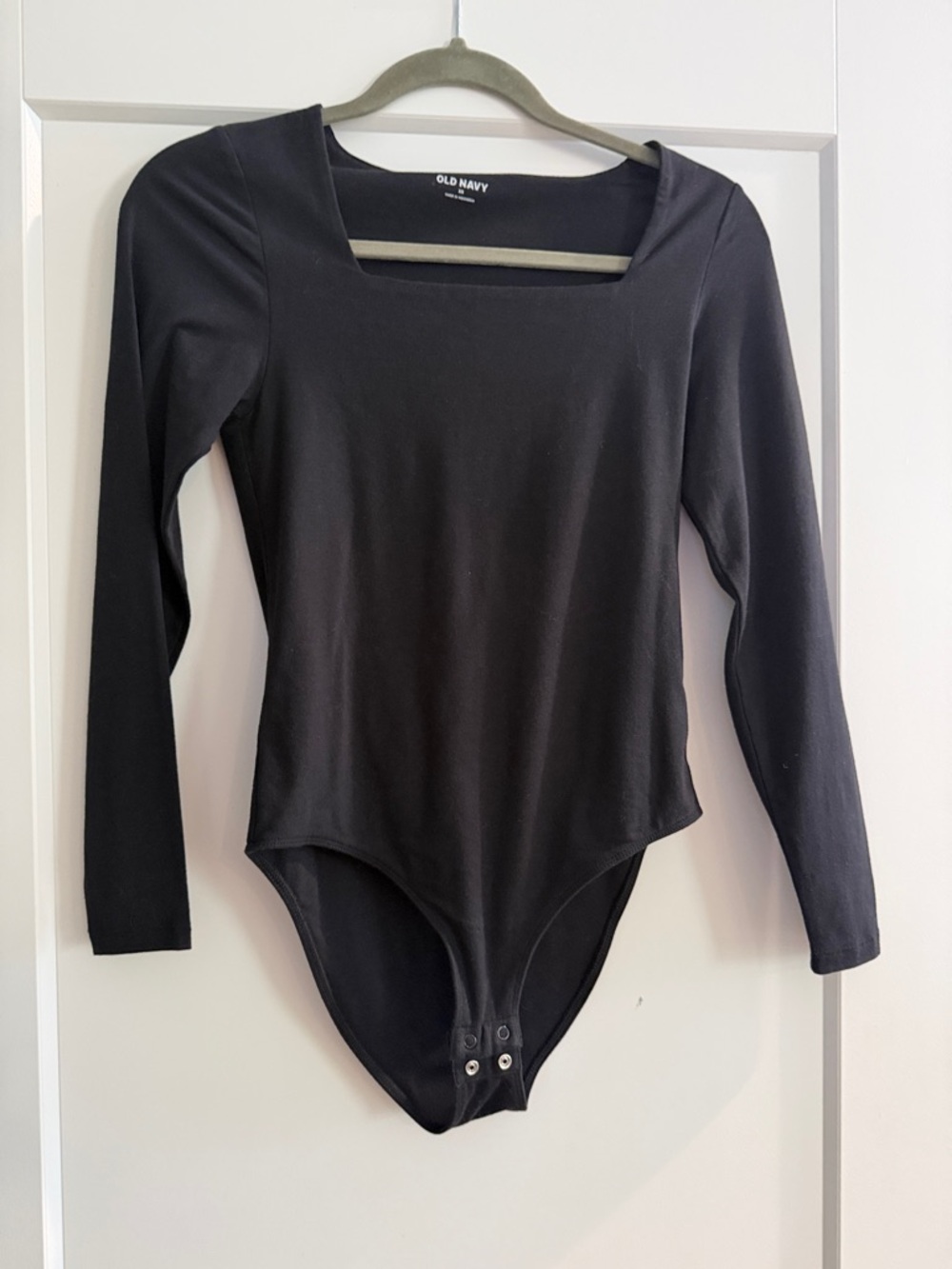 Old Navy Black Long-Sleeve Square Neck Bodysuit